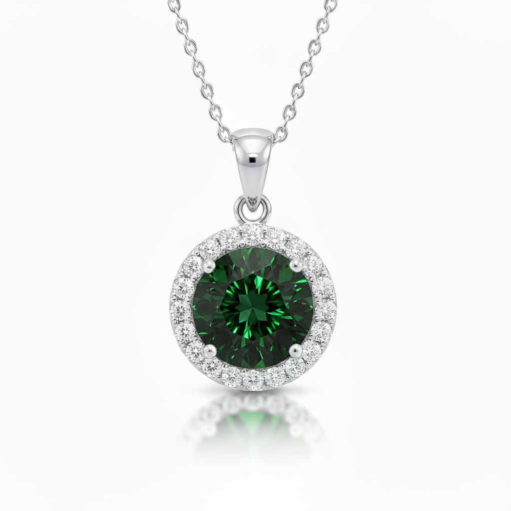 Chrome Tourmaline Pendant - Dark with Green Flash