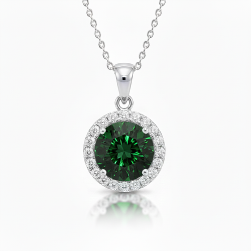 Chrome Tourmaline Pendant - Dark with Green Flash